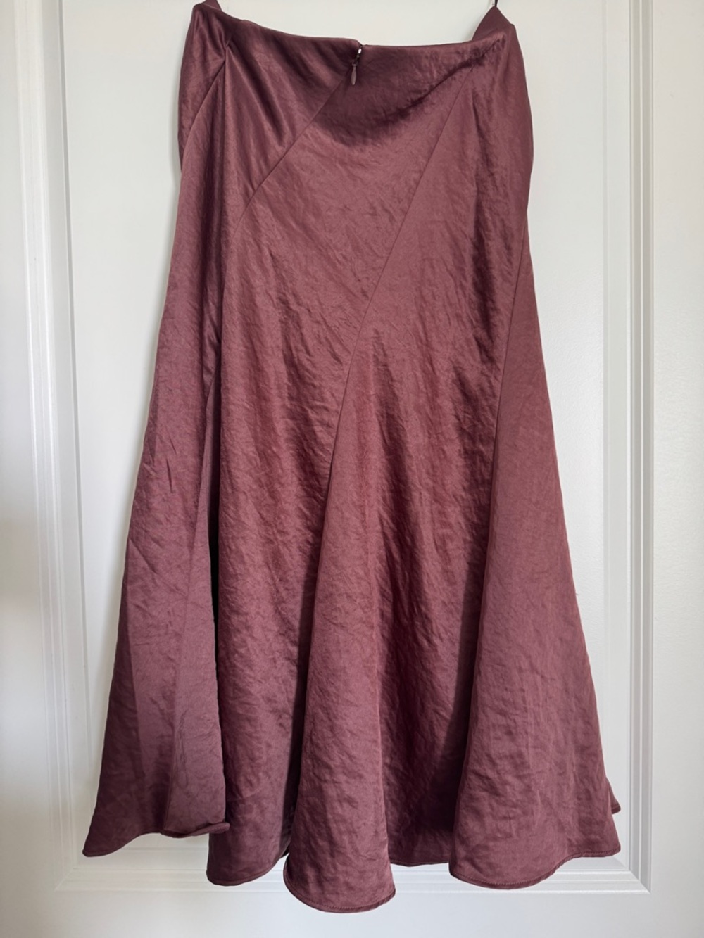 NWT! MADEWELL Women’s Bias-Cut Slip Midi Skirt in Satin, Burnt Soil, Size 2 - Picture 7 of 16